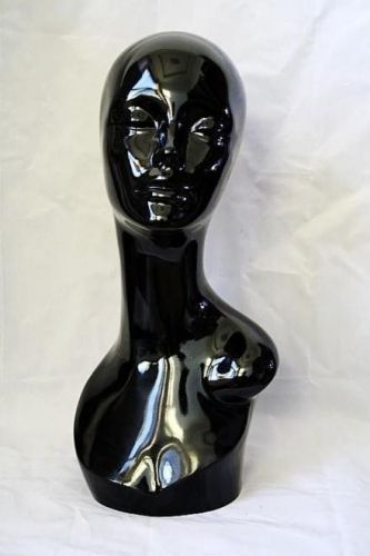 Black Gloss Female Fiberglass Mannequin Head for wig and display