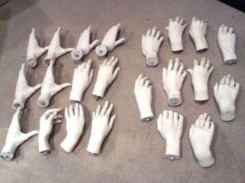 Mannequin Hands Female Wholesale Lot of  22! 12 left  + 10 right hand, worn/used
