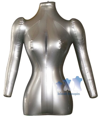 Inflatable Mannequin, Female Torso with Arms, Silver