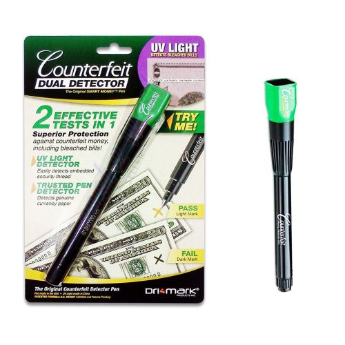 Dri Mark Dual Test Counterfeit Detector Pen with UV Led Light new