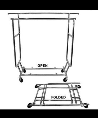 Double bar folding rolling salesman garment clothing rack - free pick-up for sale