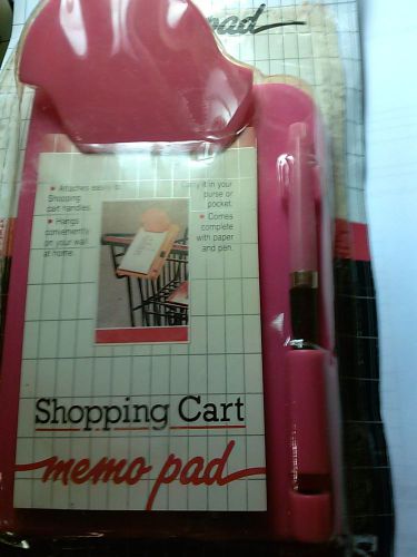MINI PINK PLASTIC CLIP-ON NOTEPAD/PEN - CLIPS ON THE HANDLE OF YOUR GROCERY CART