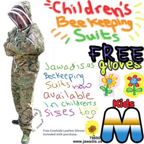 Kids Camouflage Green Bee Suit Pest Control Beekeeping Beekeeper Suit &amp; Veil [M]