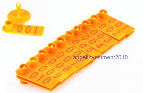 100sets new orange sheep goat ear tag  eartag lable identification with number for sale