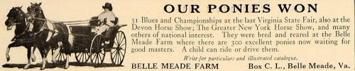 1919 ad belle meade farm virginia state fair win ponies - original cl4 for sale