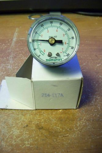 NEW Numatics 214-117A Pressure Gauge 0-7 BAR 0-100 PSI 1 1/2 Inch