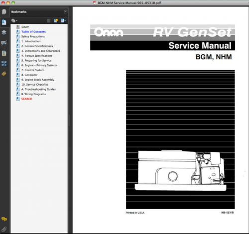 Onan NHM Operator PARTS Installation &amp; SERVICE MANUAL -7- Illustrated MANUALS CD