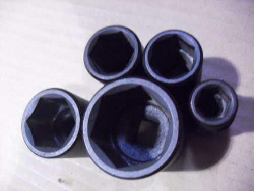 Five !! stanley 1/2&#034; drive impact sockets  made in usa for sale