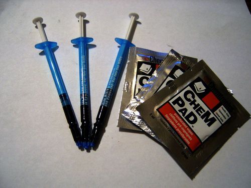 3 pack lot cpu thermal paste heatsink grease tubes + 3 chem pad cleaning wipes for sale