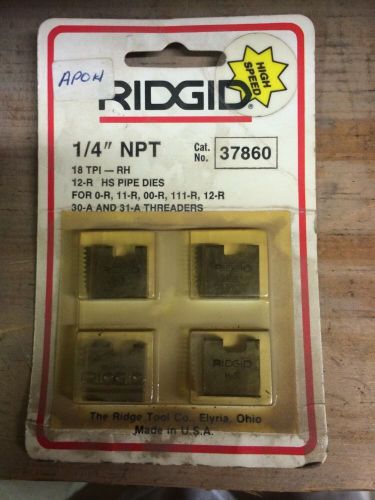 Ridgid 37860 1/4&#034;-18 NPT Right Hand High Speed Pipe Dies New In Package