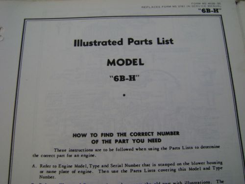 briggs and stratton parts list model series 6B-H