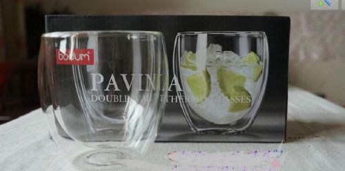 2pcs Bodum Pavina Cappuccino Glasses MUGS Double Wall 8oz/250ML NIB drinkware