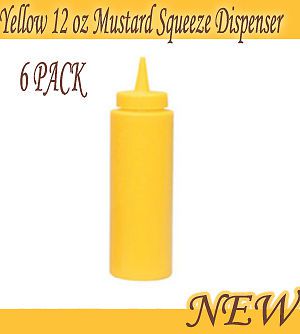 6 PACK Yellow12oz Mustard Squeeze Bottles