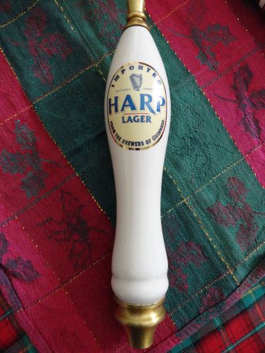 Harp Guinness Tap cream handle gold toned metal gold and blue label used