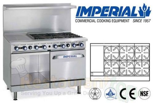 Imperial comm restaurant range 48&#034; w/ oven 12&#034; griddle nat gas ir-6-g12-xb for sale