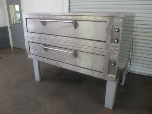 Zesto 72&#034; stainless steel double stack electric deck pizza oven. for sale