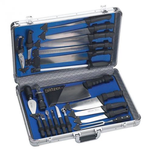 Slitzer™ 22pc professional chef&#039;s cutlery set in case, ergonomically designed for sale