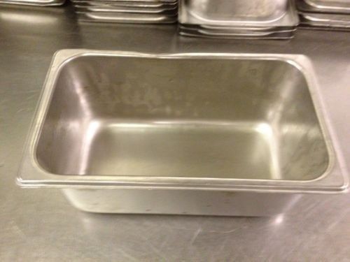 (3) Steam Table Pans 1/4 Size 6.5&#034;x10.5&#034;,4&#034; Deep 18-8 Stainless Steel