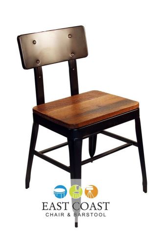 New Simon Steel Cafe Chair with Antique Rust Finish and Reclaimed Wood Seat