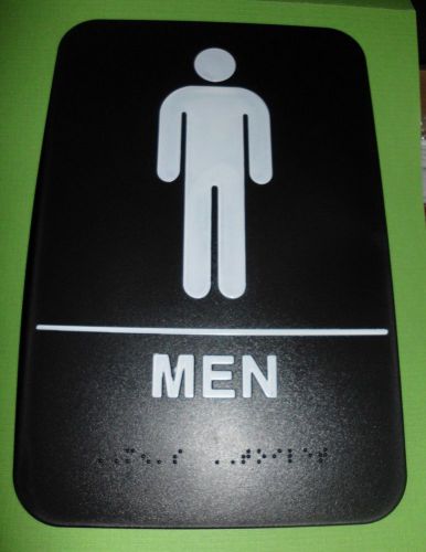 ADA RESTROOM SIGN MEN ONLY  BRAILLE BLACK PUBLIC ACCOMMODATION APPROVED
