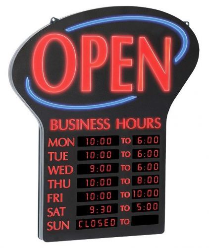 New in Box Newon LED Open Sign Lit Digital Business Hours and Closed Sign