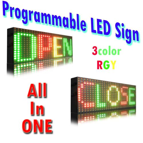 Led Open Sign  6&#034;x12&#034; 3Color  programmable all in one bright Window display