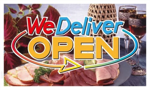 bb028 We Deliver OPEN Shop Cafe  Banner Sign