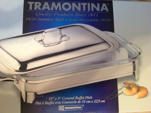 Tranmontina Stainless Steel Covered Buffet Chafing Dish with Glass Baking Dish