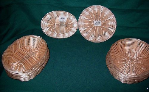 Lot of 8 TableCraft Natural Hand-Woven Plastic Basket Round Oval 7&#034; SHIPS NOW