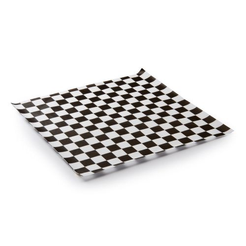 25 sheets White and Black Checkered Deli Wrap Paper 12&#034;x12&#034;  Wax Paper