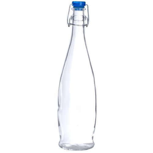 LOT OF 6 Oil/Vinegar Cruet Water Bottle Wire Bail 33.8 oz Case Libbey Clear/Blue