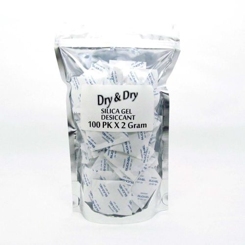 2 gram x 100 pk &#034;dry &amp; dry&#034; silica gel desiccant - fda compliant food safe for sale