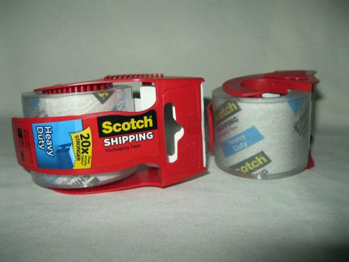 SCOTCH CLEAR HEAVY DUTY SHIPPING PACKING TAPE W/ DISPENSERS 2 ROLLS 22.2 YDS EA