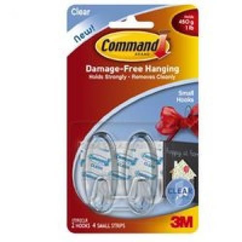 Command Small Clear Hooks with Clear Strips (2-Pack)-17092CLR