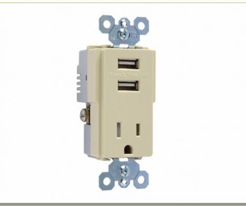 Pass &amp; Seymour #TM8-USBICC6 USB Charger with Tamper-Resistant Receptacle - Ivory
