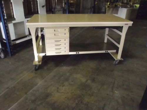 Workplace Systems Inc. lab shop  heavy duty castered work table with 6 drawers