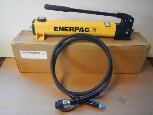 ENERPAC P-202 HYDRAULIC HAND PUMP WITH 6&#039; 10,000 PSI HOSE 1/4&#034; TO 3/8&#034; &amp; CH-604