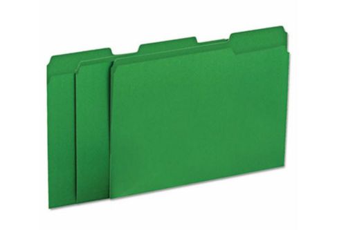 Universal Colored File Folder, 1/3 Cut One-Ply Tab, Legal, Green, 100/Bo