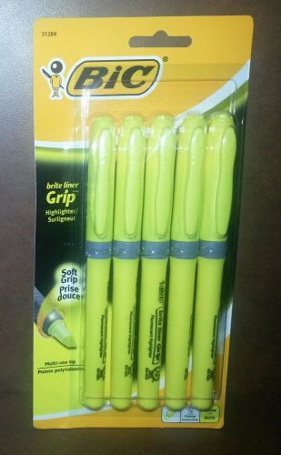Bic Brite Liner Grip Highlighters,  Yellow, Multi Use Tip 31289 BRAND NEW