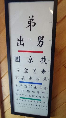 Framed eye chart, japanese, great room decoration, 28” x 10”, conversation piece for sale