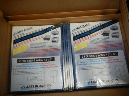 Six packages of 25 Sheets - 3&#034; x 5&#034; Yellow Laser Labels, 600 Labels total