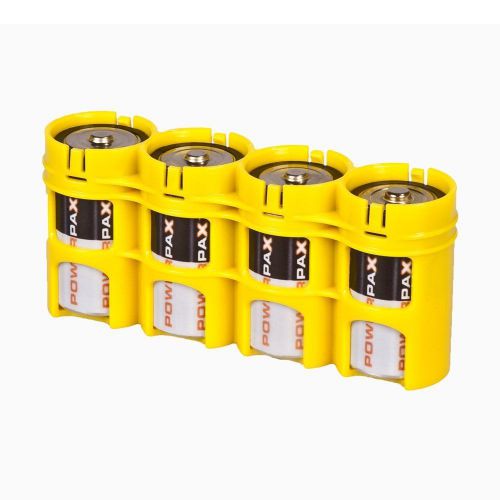 NEW Storacell Powerpax D Battery Caddy, Yellow, 4-Pack