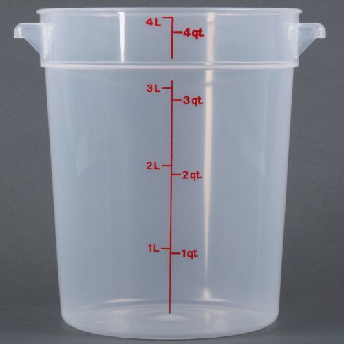 Cambro rfs4pp-190 4 qt. round storage container - translucent w/ lids for sale