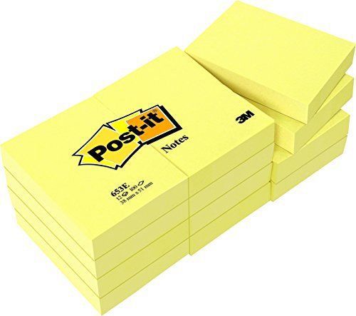 Post-it notes 1 3/8 x 1 7/8 inches, canary yellow, 12-pads/pack for sale