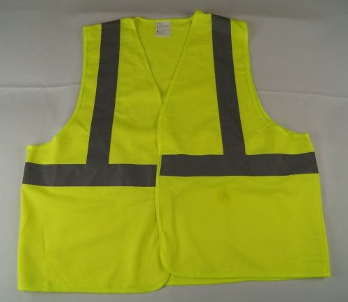 Yellow Safety Vest Reflective Tape Hi Vis Day Night Neon Safety Workwear Lrg NEW