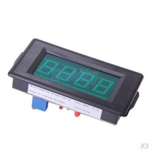 3x LED Digital 100A DC Ammeter AMP Ampere Current Panel Meter+ Shunt Resistor
