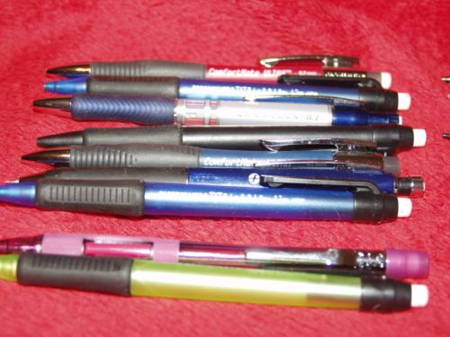 LOT OF USED  MECHANICAL LEAD  PENCILS. 17 PIECES. .7MM, .9MM, 1.3MM