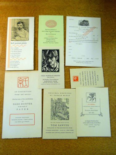 THE PYNSON PRINTERS LOT OF 8 FINE PRESS ITEMS EXHIBITION NOTICES ORDER FORMS