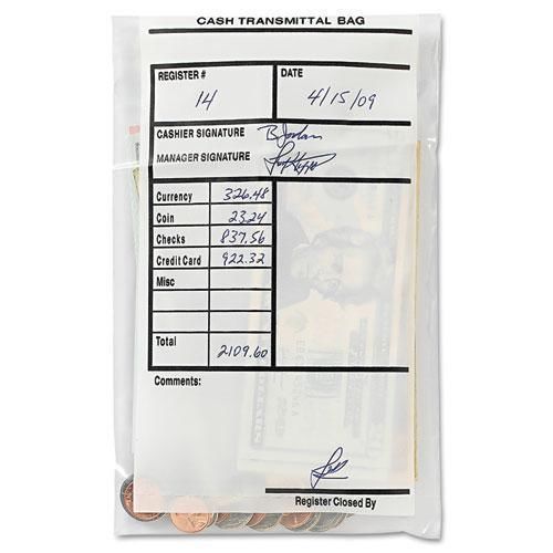 NEW MMF 236006920 Cash Transmittal Bags, Self-Sealing, 6 x 9, Clear, 500