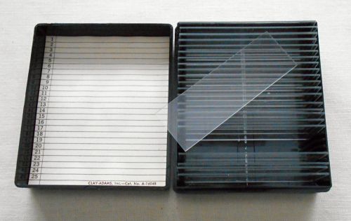 Lot of 2 vintage clay adams microscope slide plastic cases &amp; vintage slides for sale